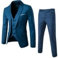 thumbnail image 1 of Men's Slim Fit Suit Set One Button Solid Jacket Vest Pants Business Set, 1 of 1