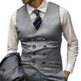 thumbnail image 1 of Men's Slim Fit Suit Vest for Business Casual Wedding Party Formal Wear Double Shawl Lapel Stylish Comfortable Mens Summer Lightweight Pullover Tee Shirts, 1 of 4