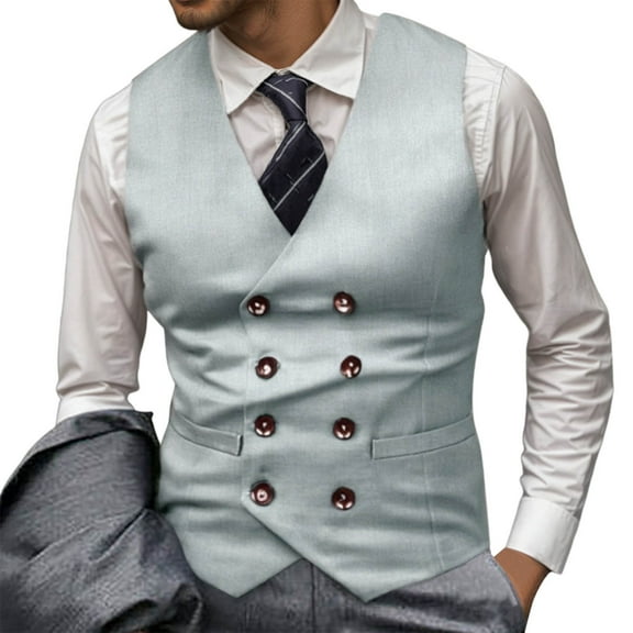 Men's Slim Fit Suit Vest Double Formal Casual Business Wedding Groomsmen Tuxedo Dress Shawl Lapel Pure Color Men's Loose Fit Shirt Summer Oversized Button Tee