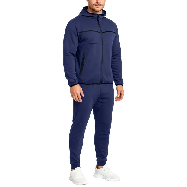 Men's Slim Fit Tech Fleece Full Zip Tracksuits Piece Sets