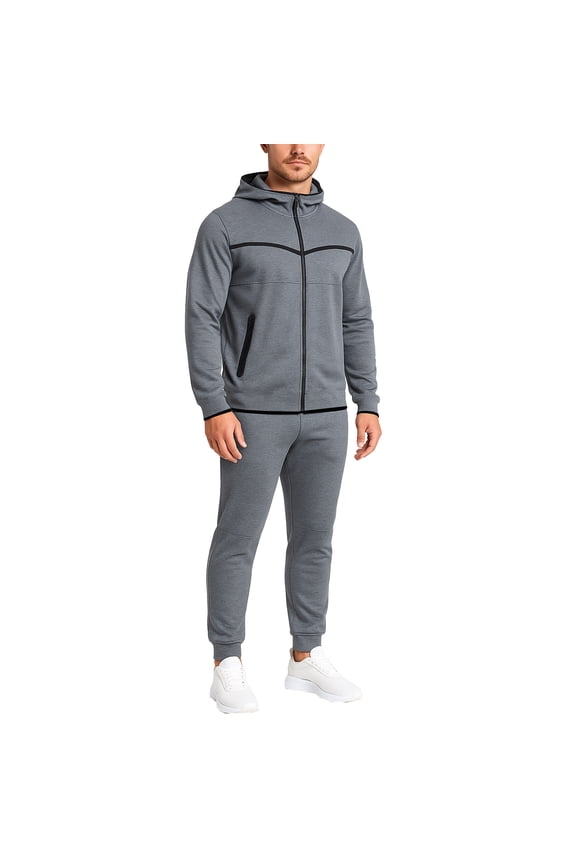Men's Slim Fit Tech Fleece Full Zip Tracksuits 2 Piece Sets| Hoodie Sweatsuits