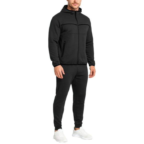 Men's Slim Fit Tech Fleece Full Zip Tracksuits 2 Piece Sets| Hoodie Sweatsuits