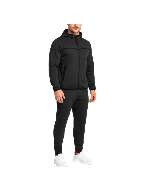 Men's Slim Fit Tech Fleece Full Zip Tracksuits 2 Piece Sets| Hoodie Sweatsuits