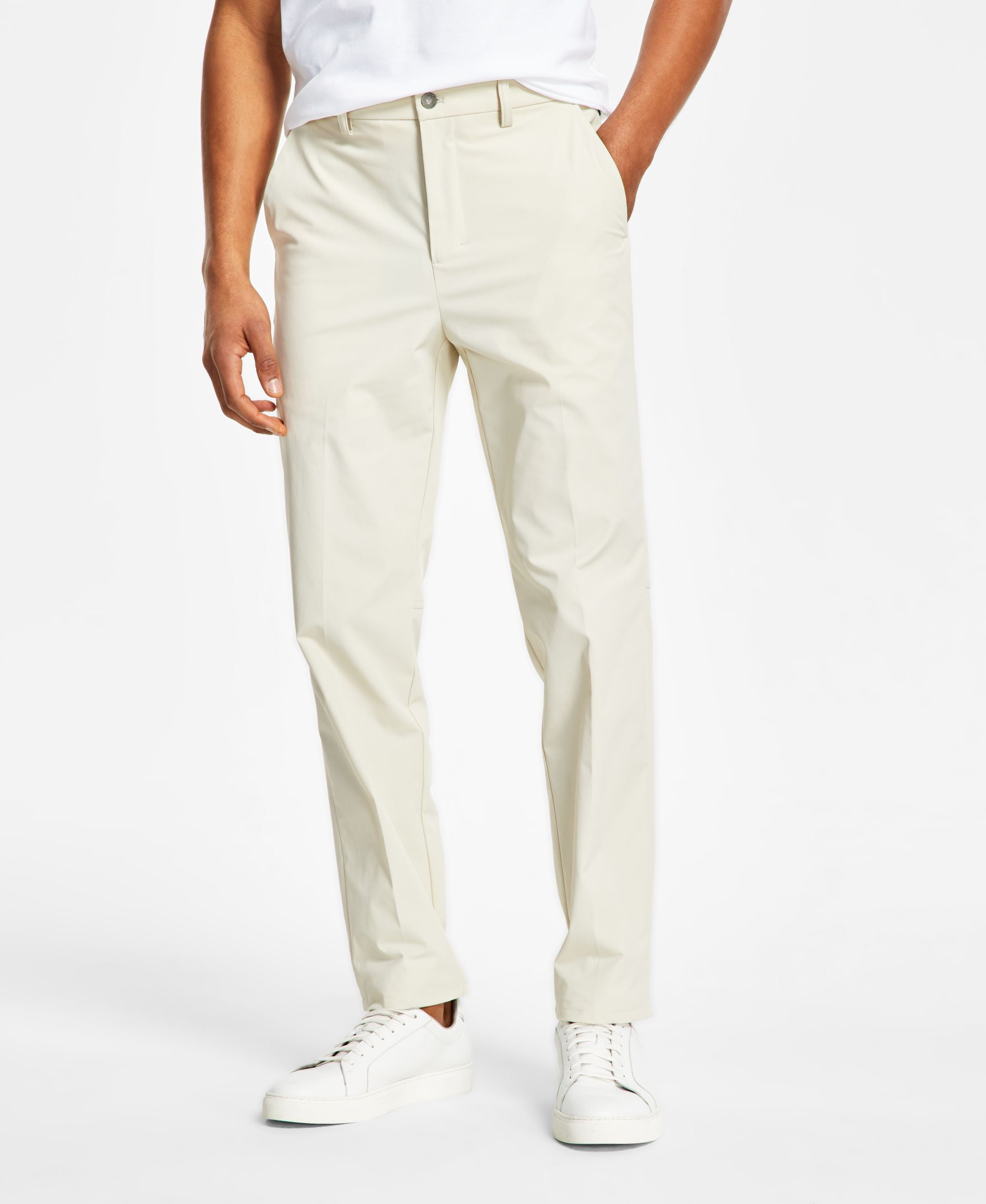Men's Slim Fit Tech Solid Performance Dress Pants Light Stone 36x34 -  Walmart.com