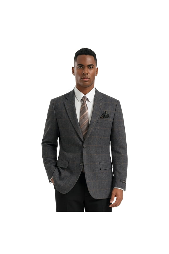 Men's Slim Fit Textured Windowpane Blazer Jacket Only