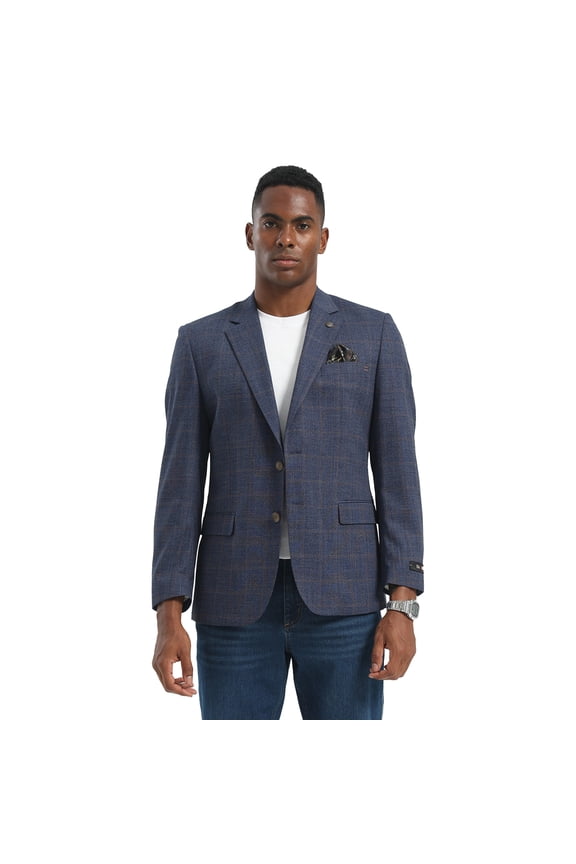 Men's Slim Fit Textured Windowpane Blazer Jacket Only