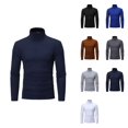 thumbnail image 1 of Men's Slim Fit Turtleneck Long Sleeve Blouse – Lightweight Stretch Solid Top for Layering, Casual Basic Pullover Sweater, 1 of 6