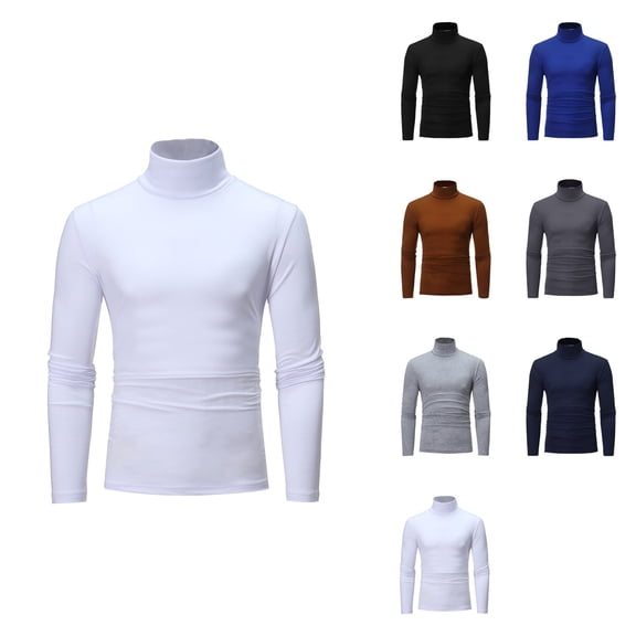 Men's Slim Fit Turtleneck Long Sleeve Blouse – Lightweight Stretch Solid Top for Layering, Casual Basic Pullover Sweater