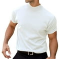thumbnail image 1 of Men's Slim Fit Turtleneck T Shirt Casual Short Sleeve Solid Pullover Tee Lightweight Basic Top for Spring Daily Wear, 1 of 5