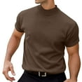 thumbnail image 1 of Men's Slim Fit Turtleneck T Shirt Casual Short Sleeve Solid Pullover Tee Lightweight Basic Top for Spring Daily Wear, 1 of 5