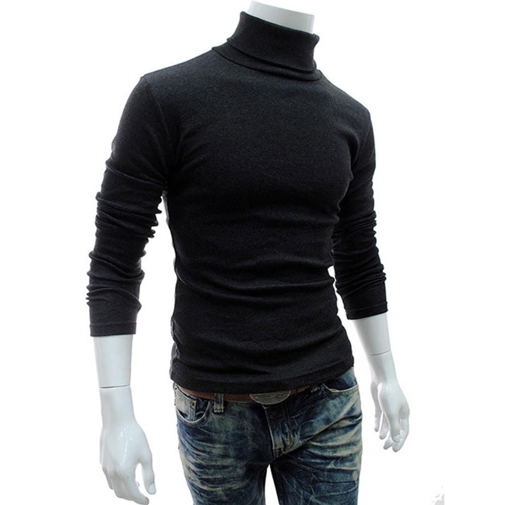 Men's Slim Fit Turtleneck Tops Long Sleeve Pullover Sweaters Casual ...