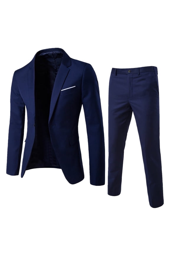 Men's Slim Fit Two Piece Suit Jacket and Pant Set for Business Attire Formal Wedding Party Events with Matching Vest