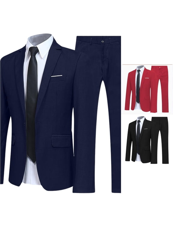 Men's Slim Fit Two Piece Suit Set for Business Weddings and Parties