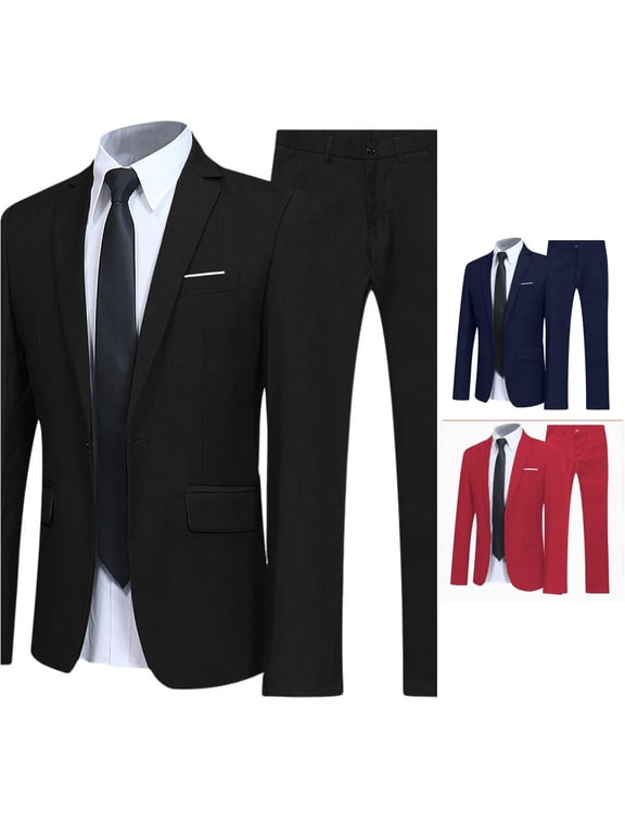 Men's Slim Fit Two Piece Suit Set for Business Weddings and Parties