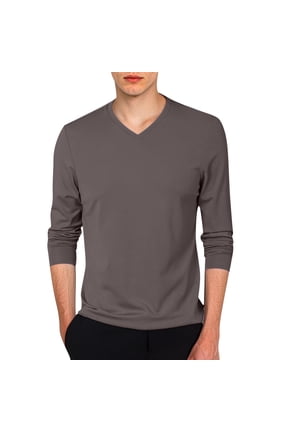 Men's Slim Fit V-Neck T-Shirt Lightweight Casual Wear Ideal for Everyday Use Stylish Autumn Fashion Mens T-Shirts for Valentines Day Long Sleeve T Shirts Cotton Big and Tall