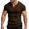 thumbnail image 1 of Men's Slim Fit V-Neck T-Shirt Short Sleeve Casual Summer Tee Elastic Comfortable Athletic Shirt for Daily Wear Men's Loose Fit Shirt Summer Oversized Button Tee, 1 of 6