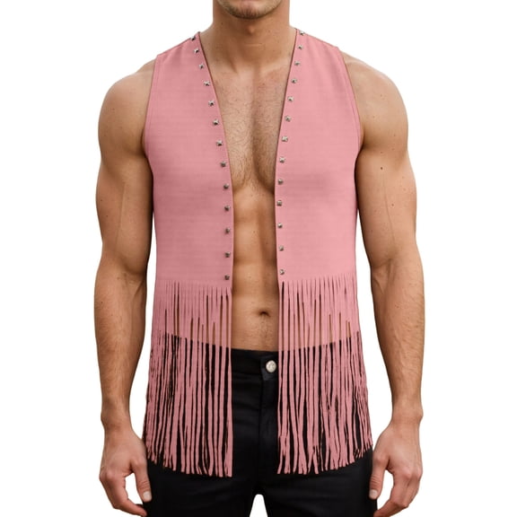 Men's Slim Fit Vest Casual Sleeveless Outerwear For Spring Summer Daily Wear Party Wedding Fringe Neckline puffer jacket men