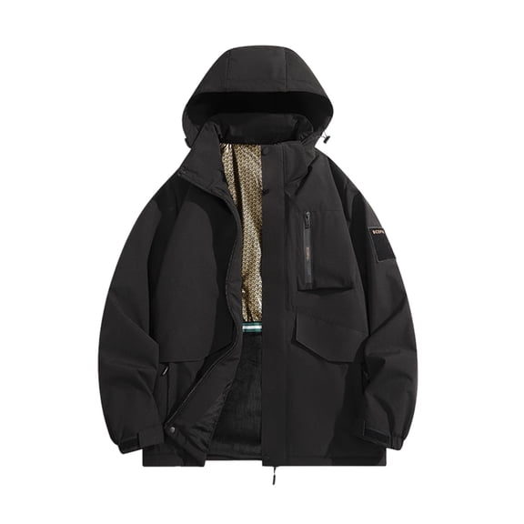 Men's Slim Fit Winter Coat Lapel Long Sleeve Padded Jacket Warm Thicken Sheepskin Outerwear for Casual Style