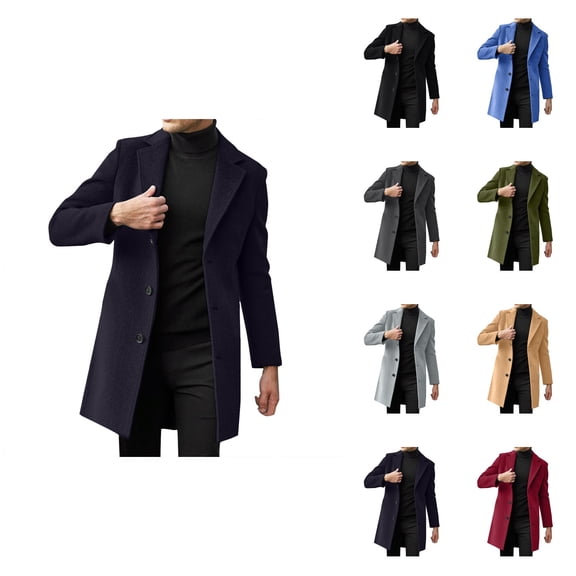 Men's Slim Fit Winter Leather Jacket – Lapel Collar, Long Sleeve, Padded & Thicken Sheepskin Coat with Vintage Blazer Style