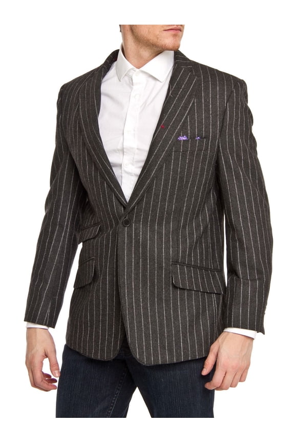 Men's Slim Fit Wool-blend Pinstriped Blazer