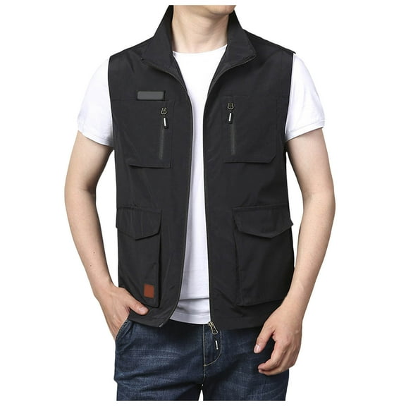 Men's Slim Fit Zip Up Vest Lightweight Outdoor Casual Wear Spring Summer Layering Piece For Hiking Travel Daily Use
