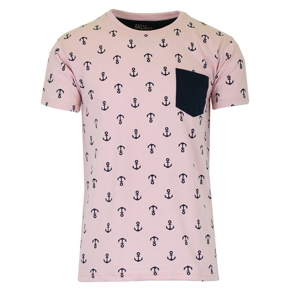 Men's Slim Fitting Short Sleeve Printed Tee With Chest Pocket (Sizes, S to 2XL)