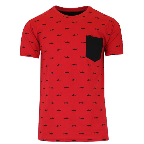 Men's Slim Fitting Short Sleeve Printed Tee With Chest Pocket (Sizes, S to 2XL)