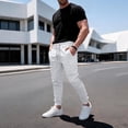 thumbnail image 1 of Men's Slim Jogger Pants Casual Tapered Drawstring Elastic Waist Jogging Sweatpants Running Exercise Gym Workout Athletic Pants with pockets White XL, 1 of 7