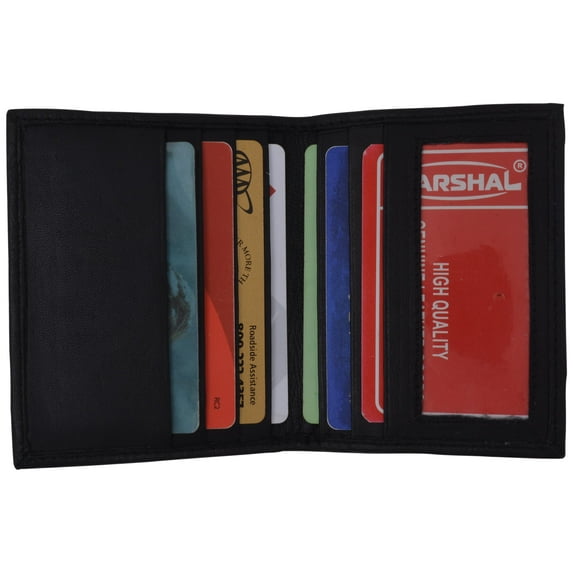 Men's Slim Leather Credit Card Id Mini Coin Pouch Wallet Holder Bifold Driver's License Black