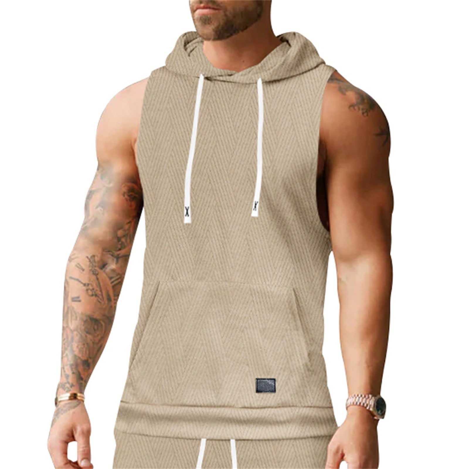 トップス 00's tornado mart Sleeveless Hoodie Vest Men's Slim Sleeveless Lightweight Hoodie Vest - 2-Way Zipper