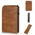 thumbnail image 1 of Men's Slim Wallet with RFID Blocking - Minimalist Front Pocket Leather Card Holder with Money Clip, 4-Color Options, 1 of 13