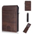 thumbnail image 1 of Men's Slim Wallet with RFID Blocking - Minimalist Front Pocket Leather Card Holder with Money Clip, 4-Color Options, 1 of 13