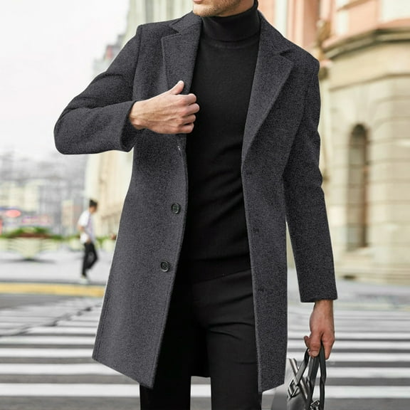 Men's Slim Winter Coat Lapel Collar Long Sleeve Padded Leather Vintage Sheepskin