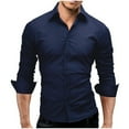thumbnail image 1 of Men's Slim-fit Long-sleeved Solid Color Simple Formal Shirt, 1 of 9