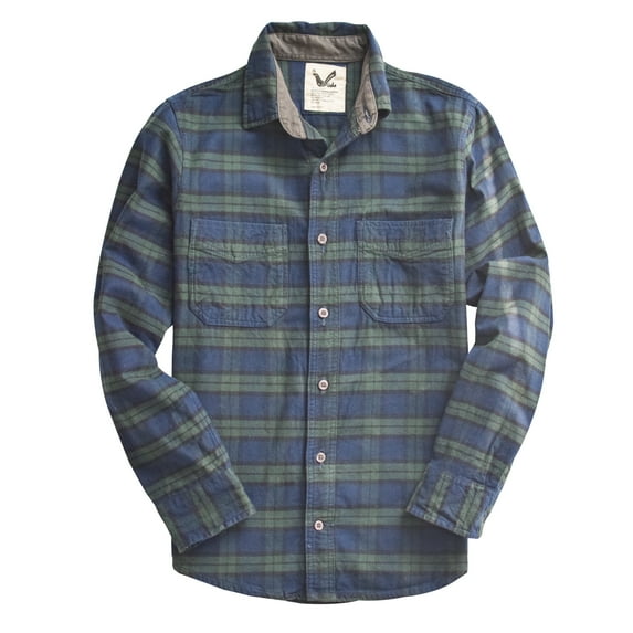 Men's Slimfit Flannel Shirt Two-ply 100% Cotton Pre Washed Vintage Look Plaid Work Shirt - Modern Slim Fit