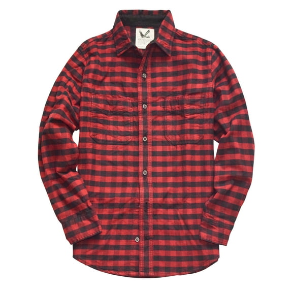 Men's Slimfit Flannel Shirt Two-ply 100% Cotton Pre Washed Vintage Look Plaid Work Shirt - Modern Slim Fit