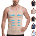 thumbnail image 1 of Men's Slimming Compression Shirt High Stretch Body Shaper Gym Active Tank Top Breathable Quick Dry Workout Muscle Undershirts Complexion L, 1 of 4