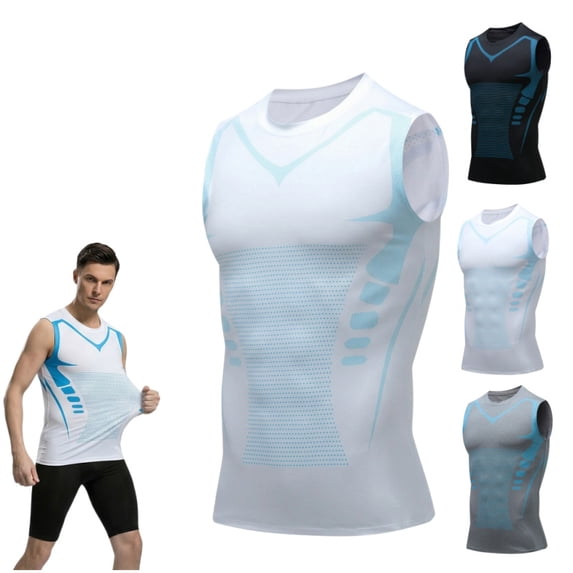 Men's Slimming Compression Tank Top, Dry Fit Workout Body Shaper Vest for Gym, Workout, Daily Wear White XXXL