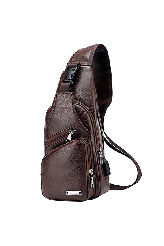 Men's Sling Bag Small Chest Crossbody Shoulder Bag with USB Charging Port