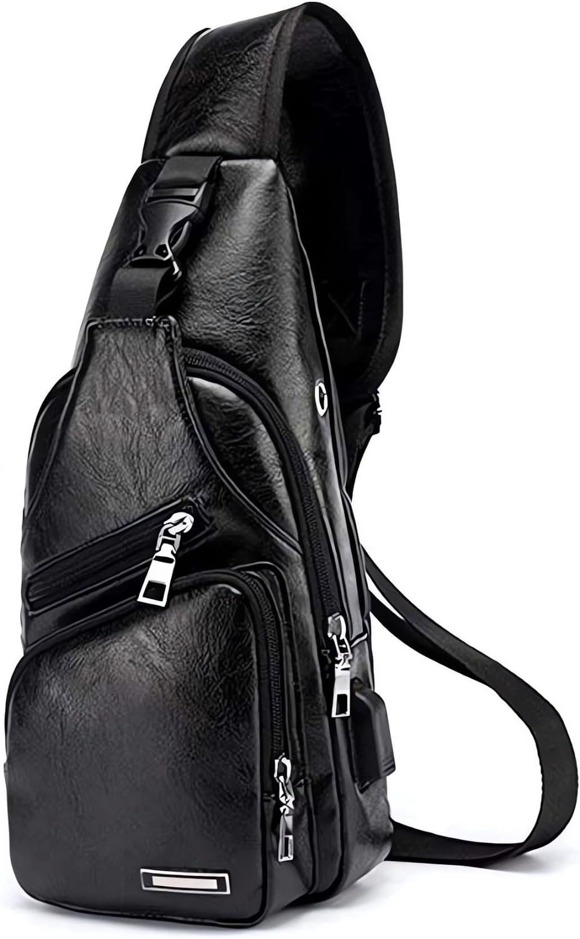 Men's Sling Bag Small Chest Crossbody Shoulder Bag with USB Charging Port
