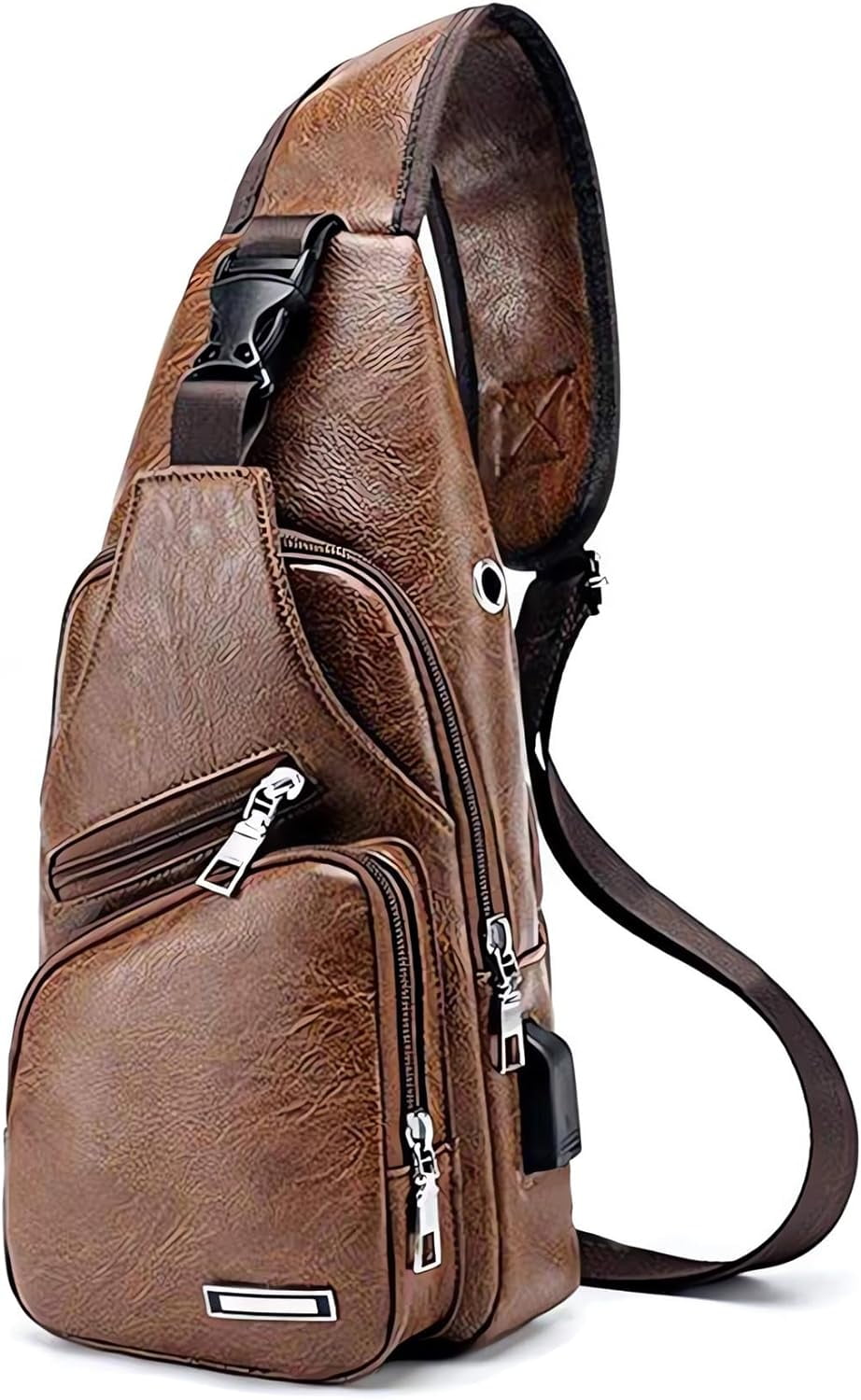 Men's Sling Bag Small Chest Crossbody Shoulder Bag with USB Charging Port