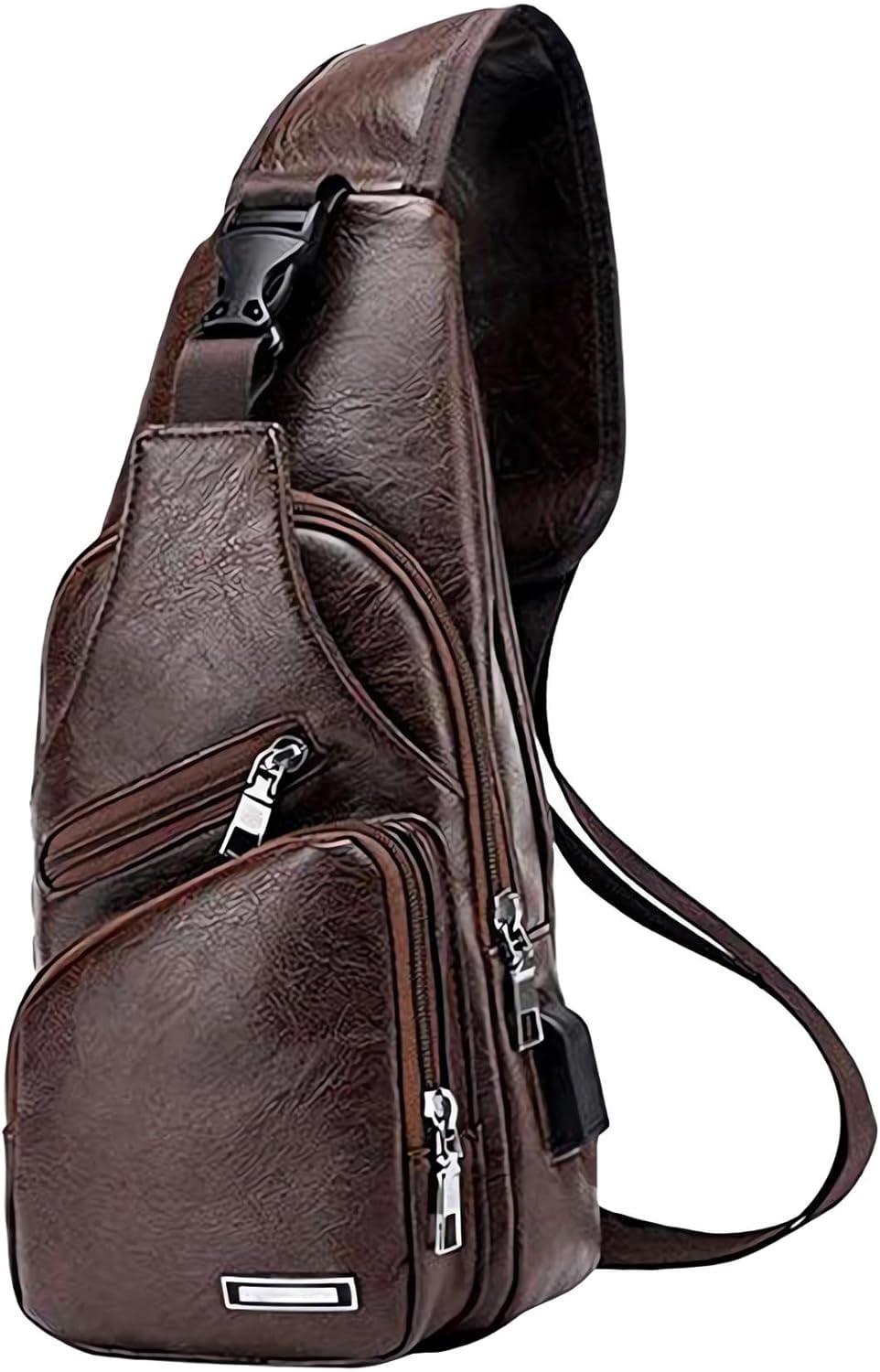Men's Sling Bag Small Chest Crossbody Shoulder Bag with USB Charging Port