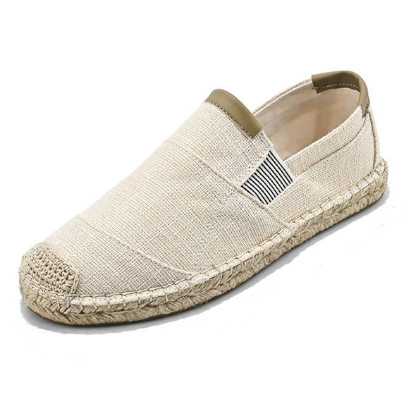 Men's Slip on Casual Flat Espadrilles Solid Comfortable Canvas Loafer Shoes Soft Breathable Handmade Mens Lightweight Driving Sneakers for Men(6.5-10.5)