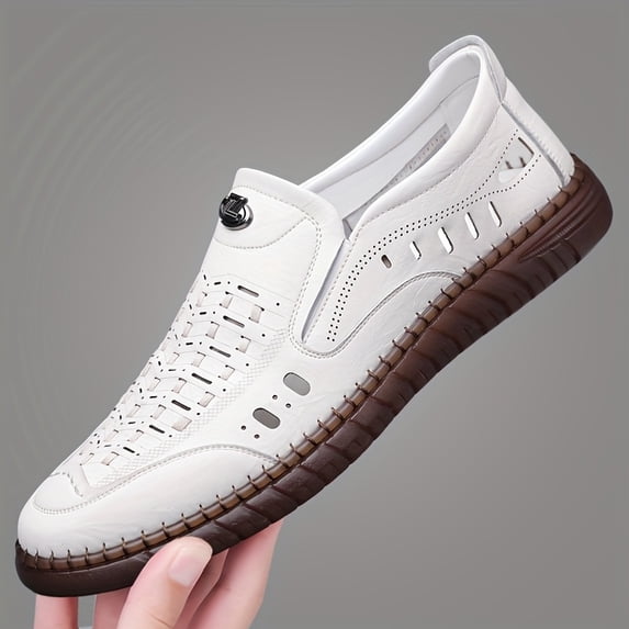 Men's Slip- Low-Top Sneakers - Breathable Business Casual Shoes with Round Toe & Rubber Sole, Multi-Color Options Suitable for Office, -Casual Wear - Spring Summer Fall (Ultrafiber)