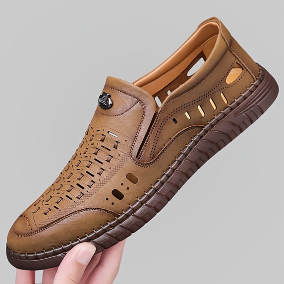 Men's Slip- Low-Top Sneakers - Breathable Business Casual Shoes with Round Toe & Rubber Sole, Multi-Color Options Suitable for Office, -Casual Wear - Spring Summer Fall (Ultrafiber)