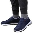thumbnail image 1 of Men's Slip On Blue Ankle Boots Arch Support Fleece Lined Snow Booties Winter Warm Non Slip Work Shoes, 1 of 6