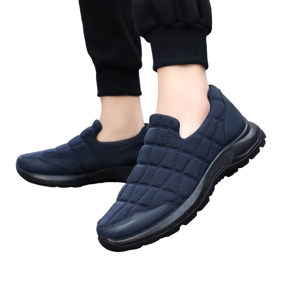 Men's Slip On Casual Shoe Lightweight Versatile Orthopedic Short Boots Breathable Sneakers Soft Sole Non Slip Work Shoes Blue Size 8.5