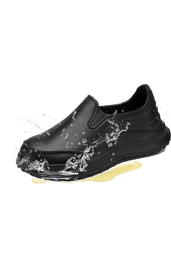 Men's Slip-On Chef Shoes - Non-Slip Kitchen Work Shoes with Soft Sole, Lightweight & Waterproof - Slip-Resistant Restaurant Shoes for Cooking, Food Service & Hospital