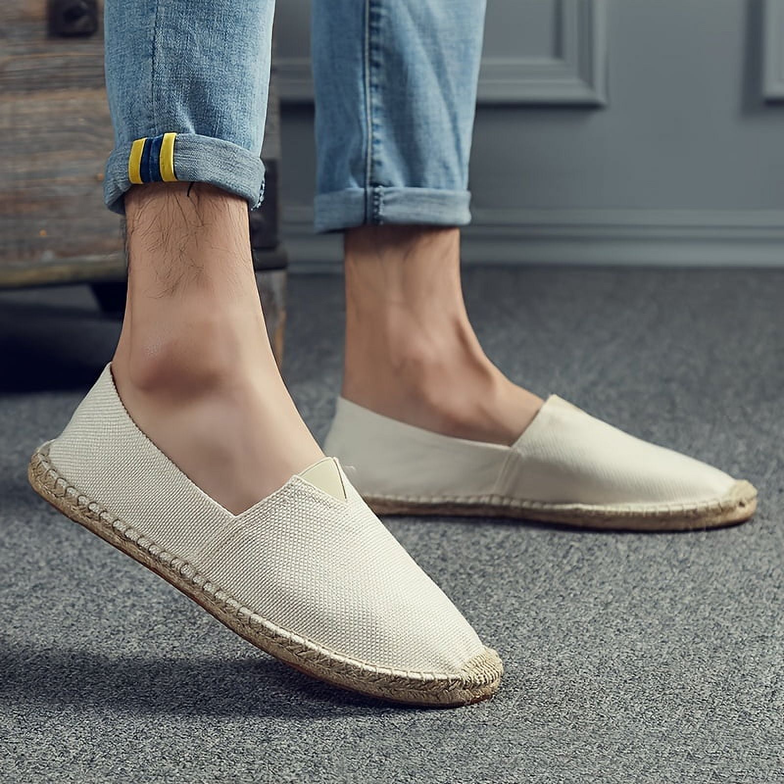 Men's Slip-On Espadrilles: Comfortable Round Toe Casual Shoes for ...
