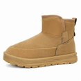 thumbnail image 1 of Men's Slip-On Fleece Lined Short Winter Snow Boots, Adult Male Round Toe Suede Upper Footwear with Thick Platform Outsole for Cold Season Daily Wear, 1 of 7